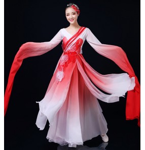 Women's chinese folk dance dresses korean japanese kimono fairy dresses hanfu water sleeves stage performance classical dance dresses