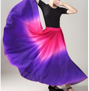 Women's chinese folk xinjiang minority dance skirts violet with pink gradient color modern dance ballet dance skirts