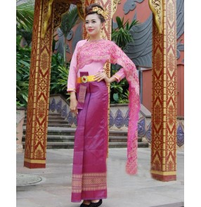 Women's Chinese folk YI minority dance costumes Thailand festival evening party celebration stage performance drama photography cosplay dresses