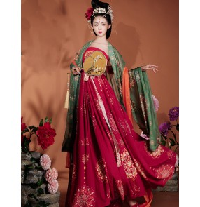 Women's chinese han fu tang dynasty empress princess dresses stage performance drama film cosplay kimono dress photos shooting fairy ancient queen performance dresses