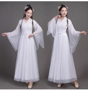 women's chinese hanfu Ancient chinese folk dance costume fairy princess dresses ancient style wide sleeve drama film performance costume