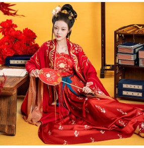 Women's chinese hanfu Han Tang dynasty empress dress film drama stage performance photos shooting ancient queen fairy princess cosplay dresses robes