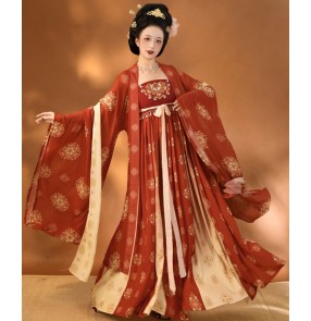 Women's chinese hanfu Tang dynasty empress queen photos shooting film cosplay dresses ancient fairy dresses stage performance kimono dress for female