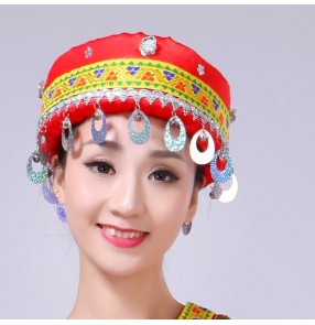 Women's Chinese Miao Hong minority folk dance headdress hats