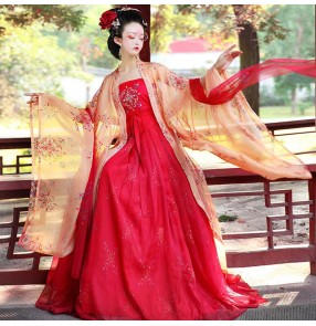 Women's chinese traditional hanfu tang dynasty empress queen cosplay dress for girls stage performance princess fairy kimono performance dresses robes