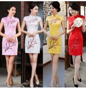 Women's chinese traditional qipao dresses chinese dress cheongsam dress stage performance host singers party evening dress