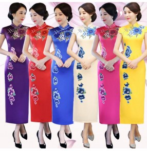 Women's chinese traditional qipao dresses chinese dresses cheongsam model show stage performance evening party dresses