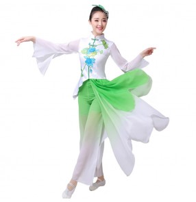 Women's Chinese traditional yangko dance costumes female fan umbrella fairy stage performance fan dance costumes dresses