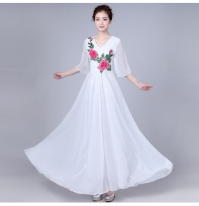 Women's chorus singers long dress opening dancing fairy evening party photos cosplay dress