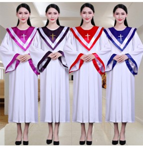 women's Church choir performance dresses pray chorus costumes Christ Jesus teaches hymns saint clothes church adult saints robe