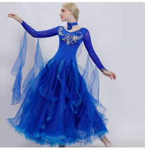 Women's competition ballroom dancing dresses female embroidered stage performance waltz tango flamenco dance dresses skirts