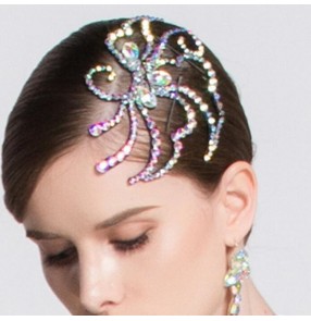 Women's competition ballroom waltz tango latin dance bling headdress hair accessories 