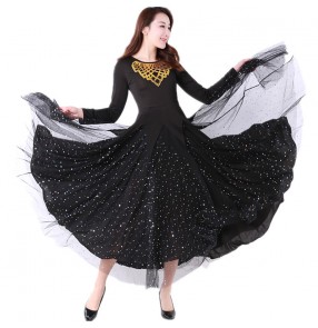 Women's competition black ballroom dancing dresses waltz tango foxtrot dance dresses