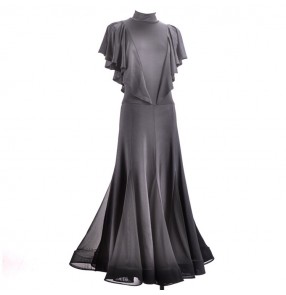 Women's competition black colored professional ballroom dancing dresses flamenco waltz tango dance dresses