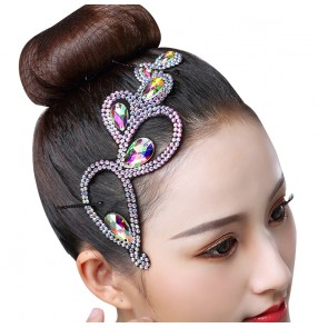 Women's competition latin ballroom dance diamond headdress hair accessories