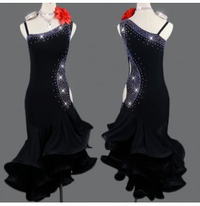 Women's competition latin dance dresses rhinestones professional samba chacha salsa dance dresses