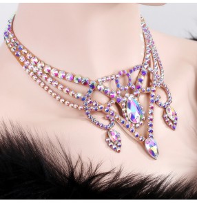 Women's competition professional  ballroom latin  necklace Czech diamond ballroom waltz tango dancing necklace choker