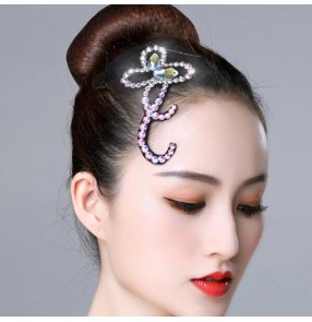 Women's competition salsa ballroom latin dance diamond headdress hair accessories 