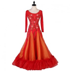 Women's competition stones ballroom dancing dresses girls ballroom dress stage performance waltz tango dance dress