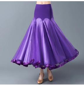 Women's competition violet ballroom dancing skirts stage performance waltz tango dancing skirts
