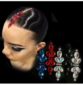 Women's crystal rhinestones headdress hair accessories stage performance competition ballroom waltz tango latin head piece