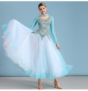 Women's diamond ballroom dancing dresses competition waltz tango dance dresses