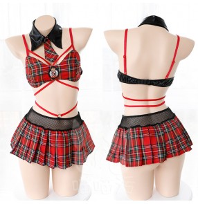 Women's England college plaid cosplay costumes style anime temptation sexy uniforms costumes