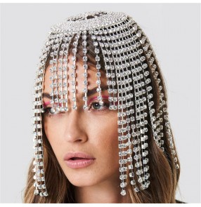 Women's fashion rhinestones wedding party bridal fringes headdress performance photos shooting hair accessories