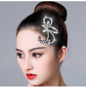 Women's female ballroom latin competition professional stage performance diamond headdress rhinestones hair accessories