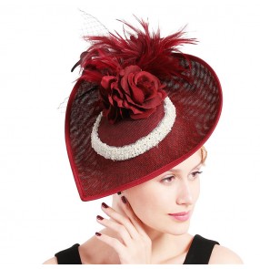 Women's female fascinators vintage noble pillbox top hats wedding cocktail evening party show stage performance top hats