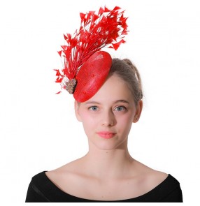 Women's female vintage sinamay hats England style fascinators pillbox hats stage performance banquet show top hats