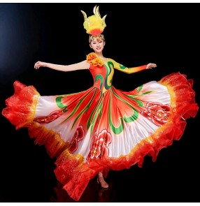 Women's flamenco dresses spanish bull dance dress chorus singers costumes stage performance opening dance ballroom dresses