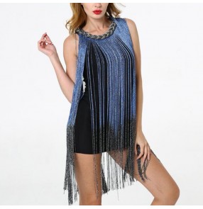 Women's flapper latin salsa rumba dance dresses group dancers stage performance tassels competition rumba chacha dresses skirts 