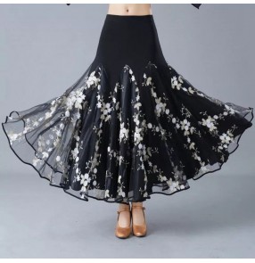 Women's floral ballroom dancing skirts female flamenco stage performance waltz tango flamenco dancing skirts