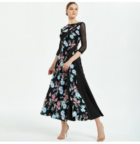 Women's floral competition ballroom dancing dresses exercises waltz tango dance dresses