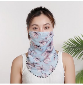 Women's floral mask reusable face mask neck guard scarf handkerchief riding dust proof sunscreen face mask