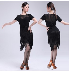 Women's fringes latin dance dress salsa chacha rumba dance dress costumes