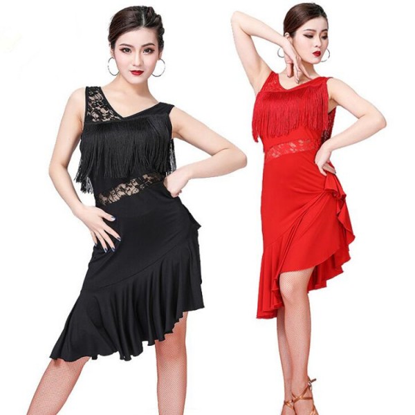 Women s fringes latin dance dresses robe de danse latine f minine samba chacha rumba salsa dance skirts costumes