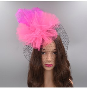 Women's girls baby feather headdress samba dance feather headdress model show photos singers stage performance hair accessories