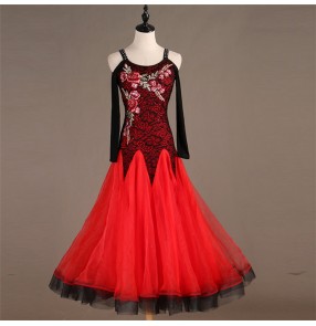 Women's girls ballroom waltz tango dance dresses flamenco stage performance ballroom dancing dresses