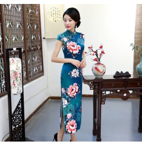 Women's girls chinese dresses china traditional qiapo dresses retro oriental style evening dresses host stage performance dress