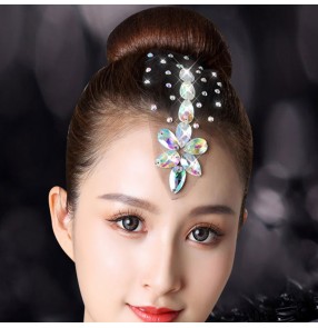 Women's girls competition ballroom latin dance bling rhinestone hair accessories headdress