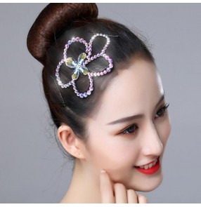 Women's girls competition latin ballroom dance rhinestones headdress hair accessories diamond hair clip hair accessories