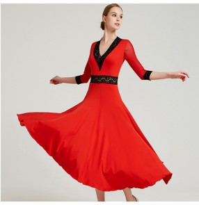 Women's girls mint black red blue lace ballroom dancing dresses rhythm waltz tango dance dress modern dance costumes