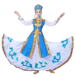 Women's Girls Mongolian dance costumes national Mongolia Drama cosplay robes dresses