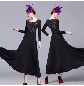 Women's girls red purple ballroom dancing dresses flamenco dress stage performance professional waltz tango dance dresses