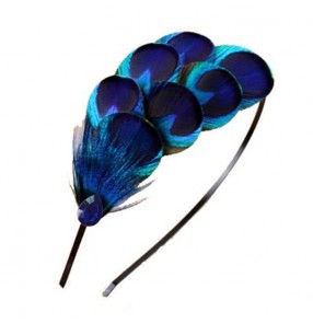 Women's girls stage performance peacock feather hair clip photos drama cosplay peacock headband