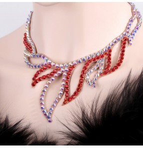 Women's handmade crystal Czech diamond necklace stage performance competition ballroom waltz tango choker necklace