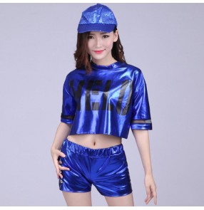 Women's hiphop dance outfits  for girls gold black blue fuchsia cheer leaders group singers dancers dj night club jazz modern street dance performance costumes