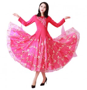 Women's hot pink competition ballroom dancing dress waltz tango dance dresses